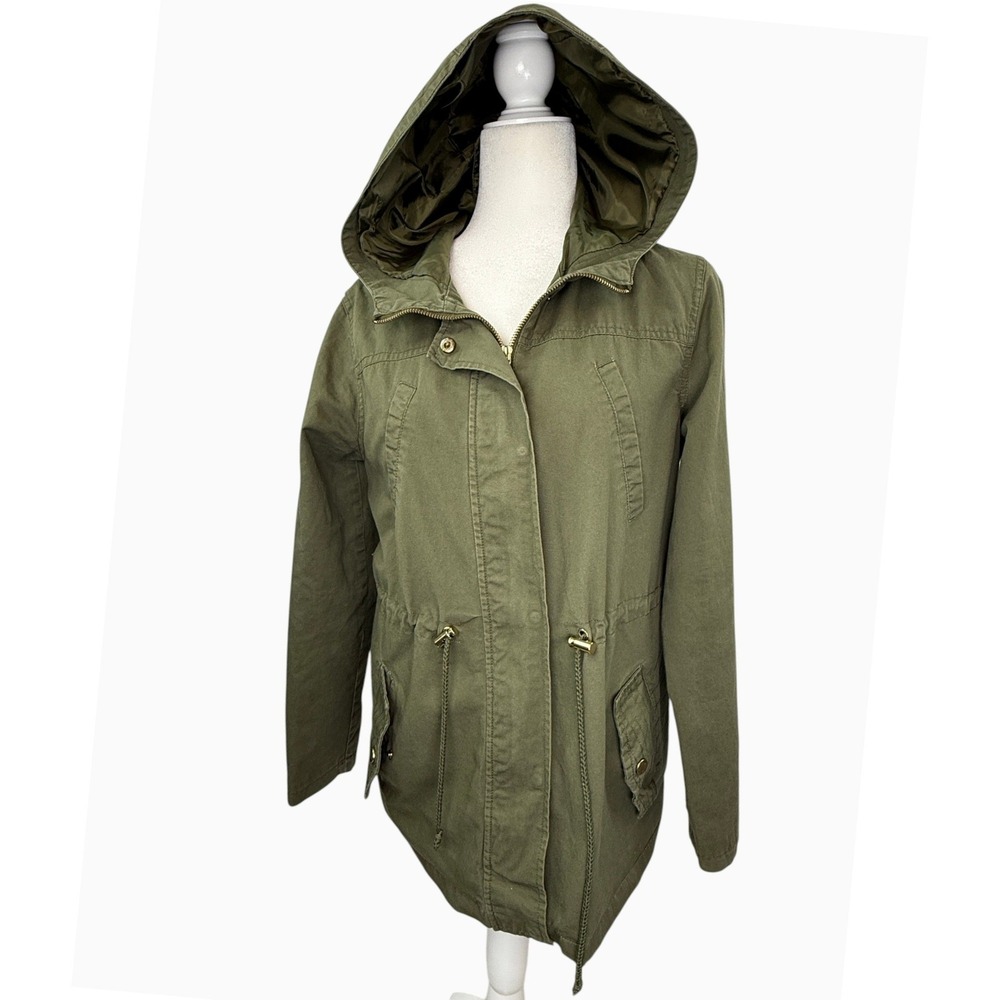 Beverly Hills Polo Club Women's Large Olive Green Hooded Utility Jacket